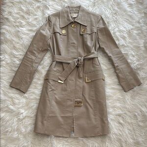 Michael Kors Tan Trench Coat with Belt and Epaulettes
